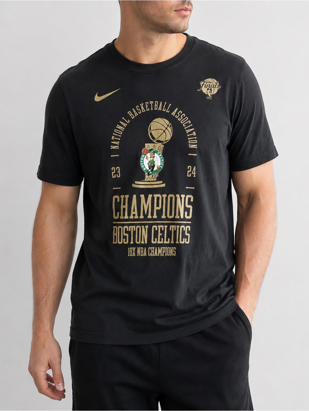 Nike Boston Celtics 2024 NBA Finals 18X Champions Black T-Shirt L